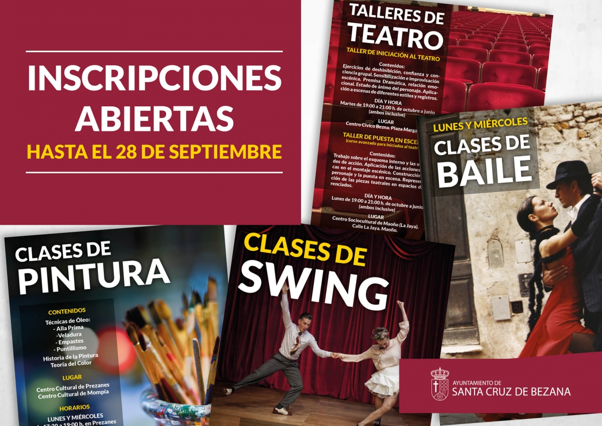 ABIERTAS LAS INSCRIPCIONES DE TALLERES Y CURSOS DE CULTURA