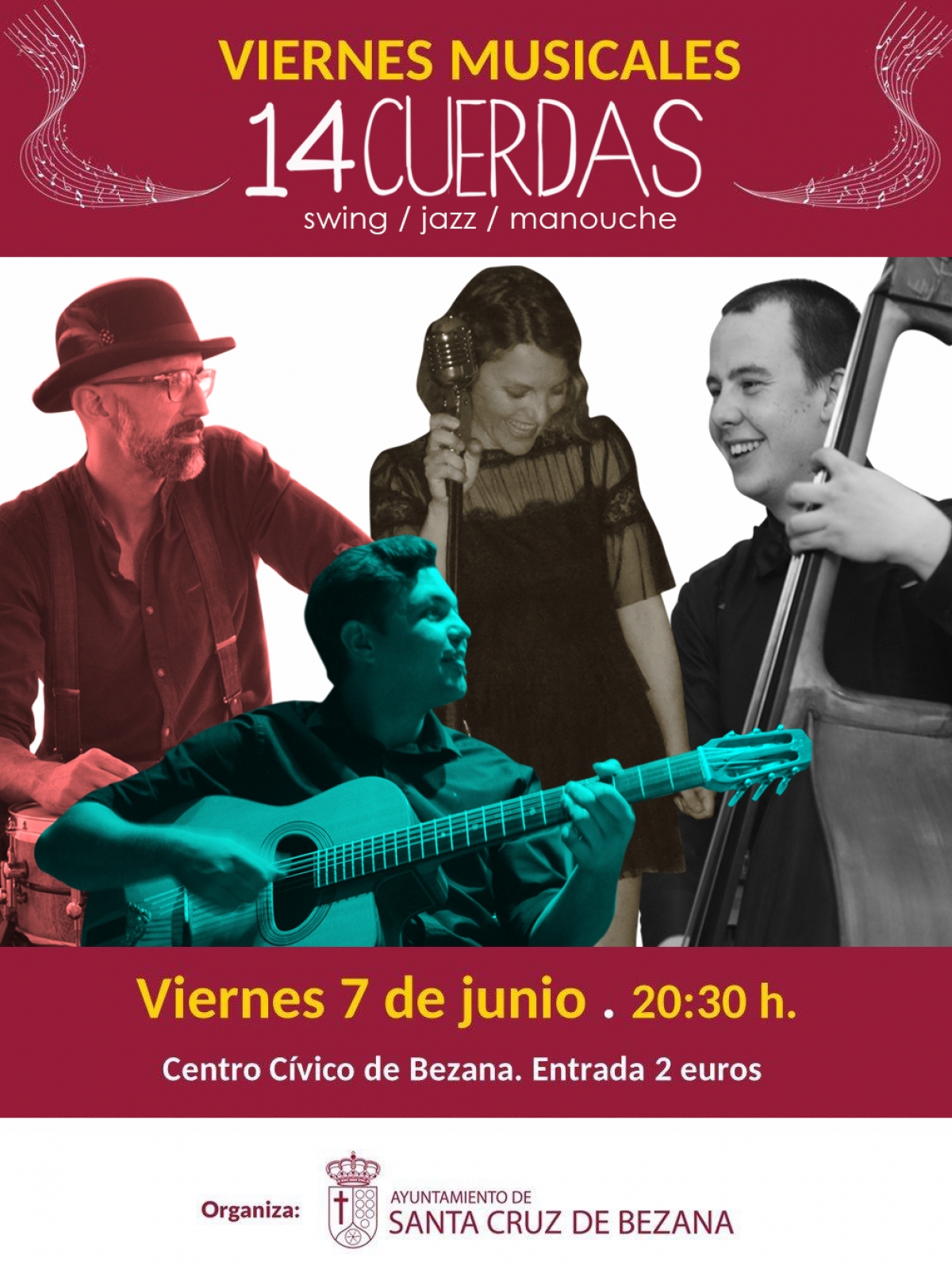 El cuarteto &quot;14 cuerdas&quot; en concierto el viernes 7 de Junio.